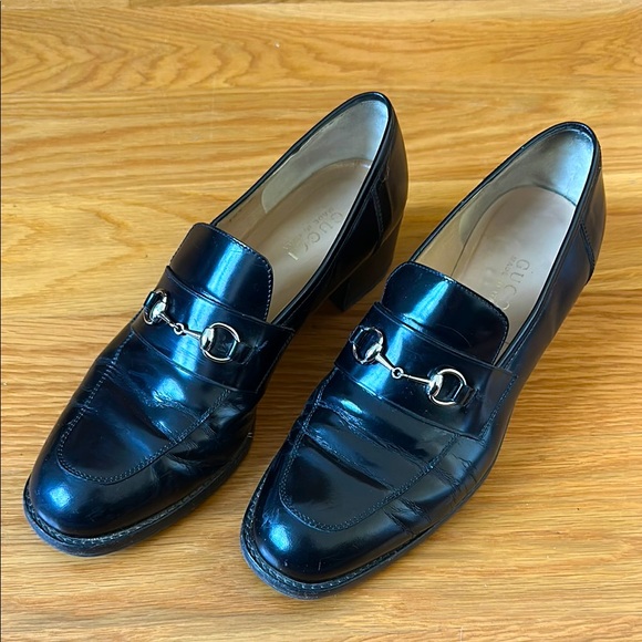 Gucci Vintage Black Patent Leather Horsebit Loafers - Picture 1 of 8